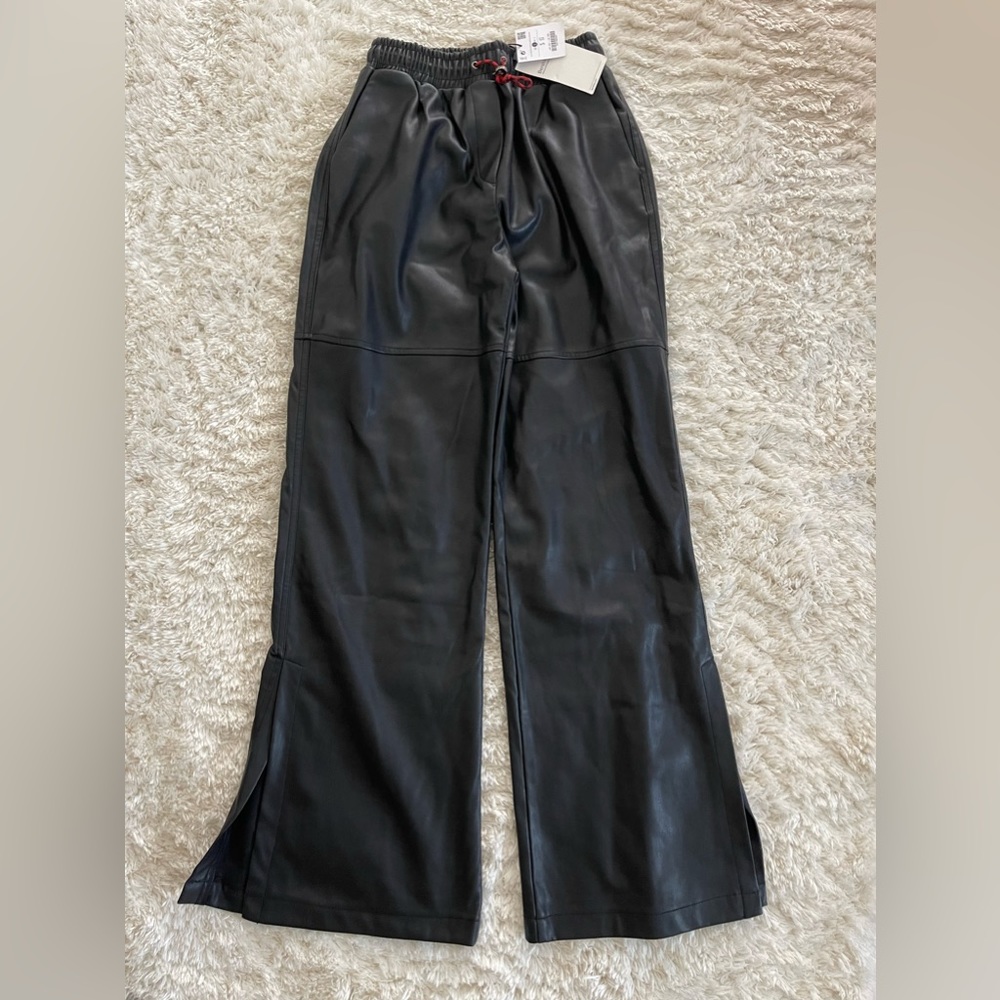 BERSHKA FAUX LEATHER TROUSERS